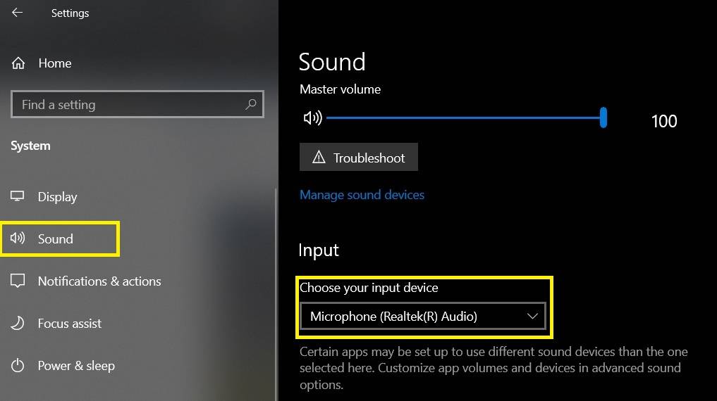 Choose default Mic in Windows 10