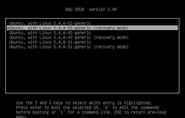 Ubuntu recovery mode