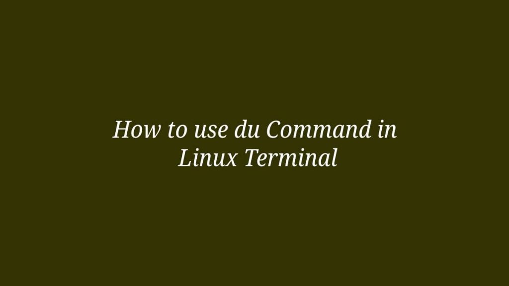 How to use du Command in Linux Terminal