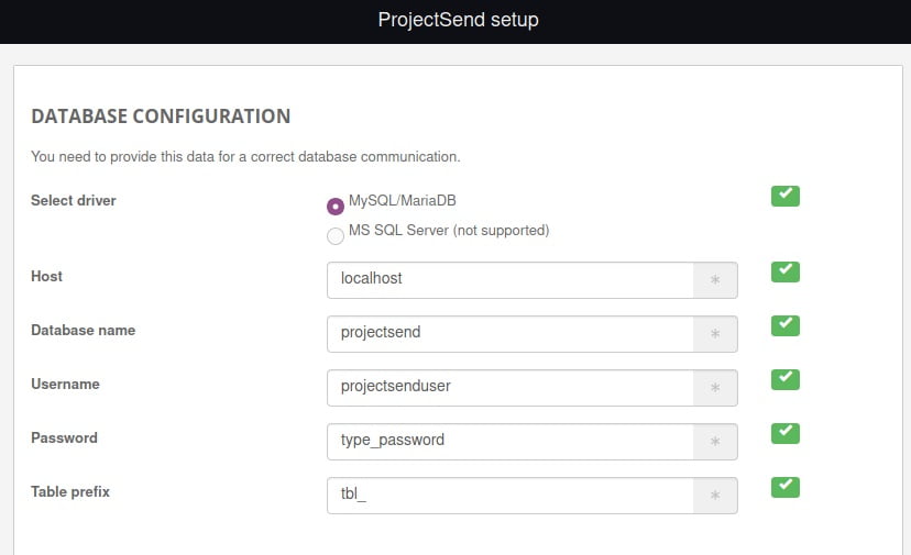 ProjectSend step