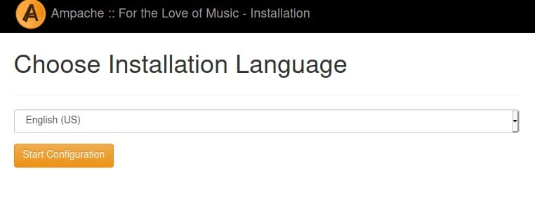 Ampache setup wizard