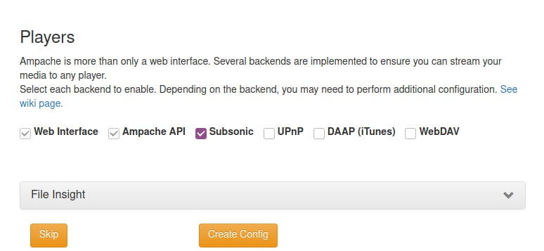 select ampache backend