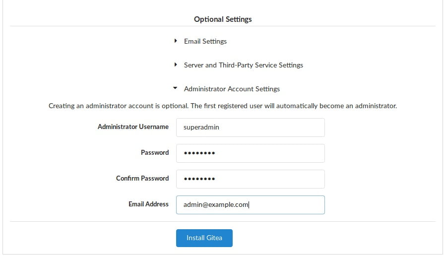 gitea-configuration-admin-account