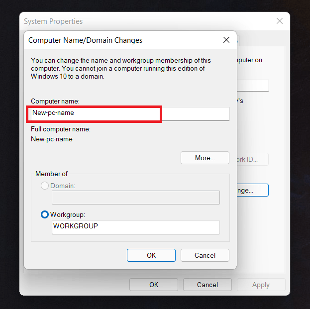 System-properties-dialogbox-change-name-how to Change Computer Name in Windows 11