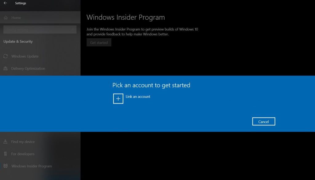 link-account-Install Windows 11 Insider Preview