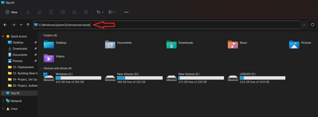 open host file