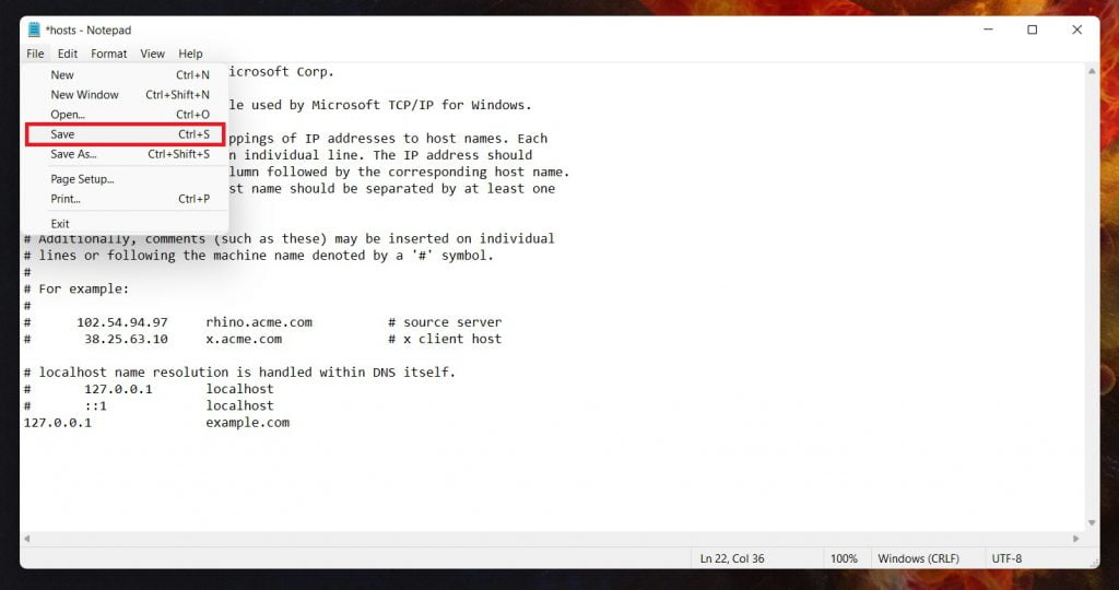 save-host-file-How to edit Windows 11 hosts file