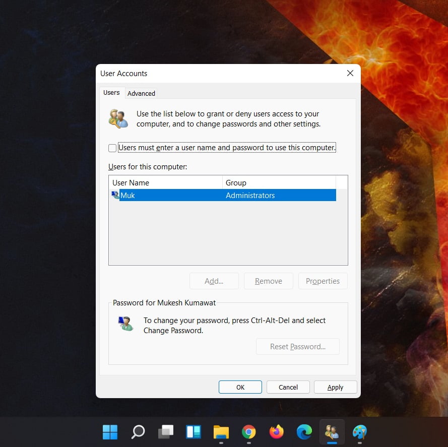 select-user-passwordless-How to Login to Windows 11 without password