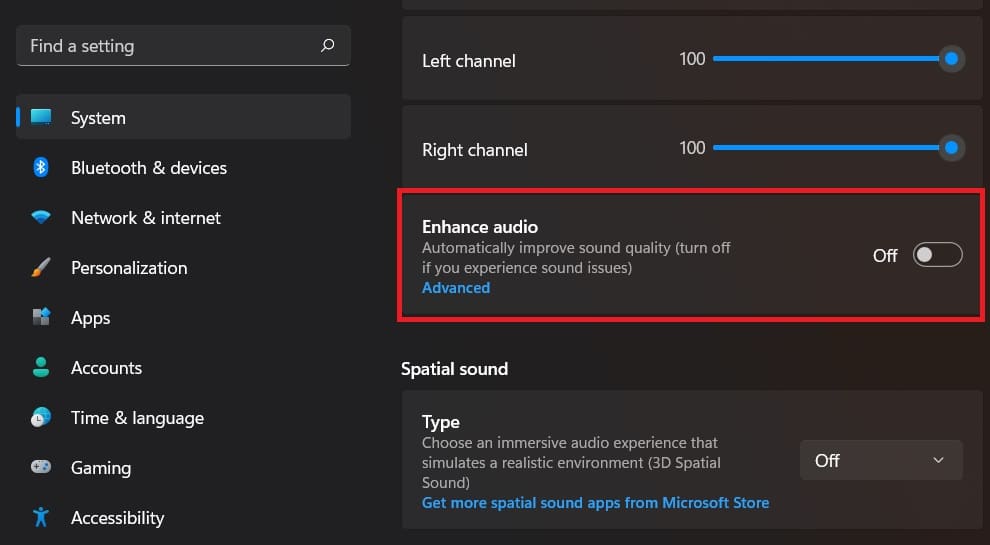disable-enhance-audio-How to Turn On or Off Enhanced Audio in Windows 11