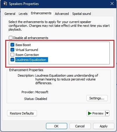 enable-enhance-audio-advanced-options-How to Turn On or Off Enhanced Audio in Windows 11