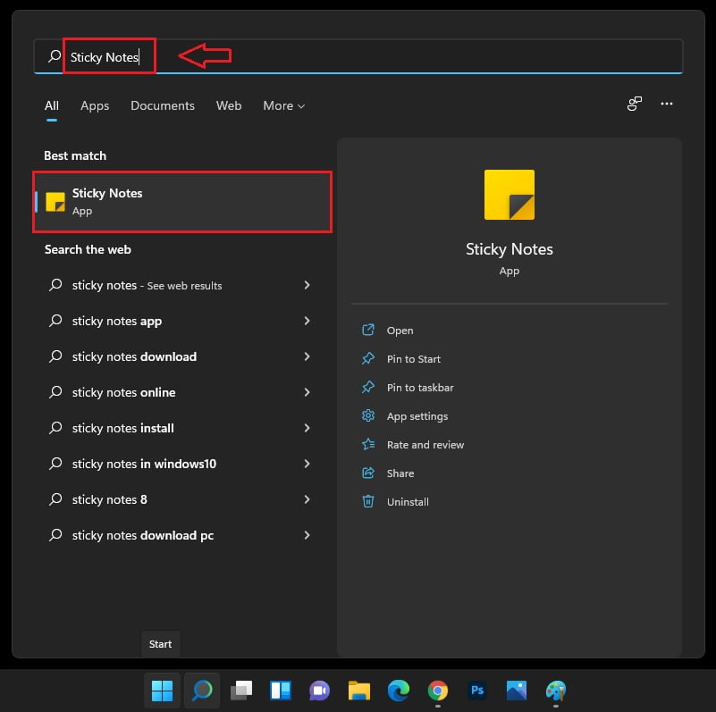 search sticky notes